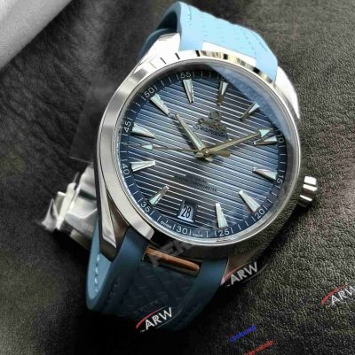 VS Factory Super Clone Omega Aqua Terra Summer Blue Dial Rubber Strap Watch 